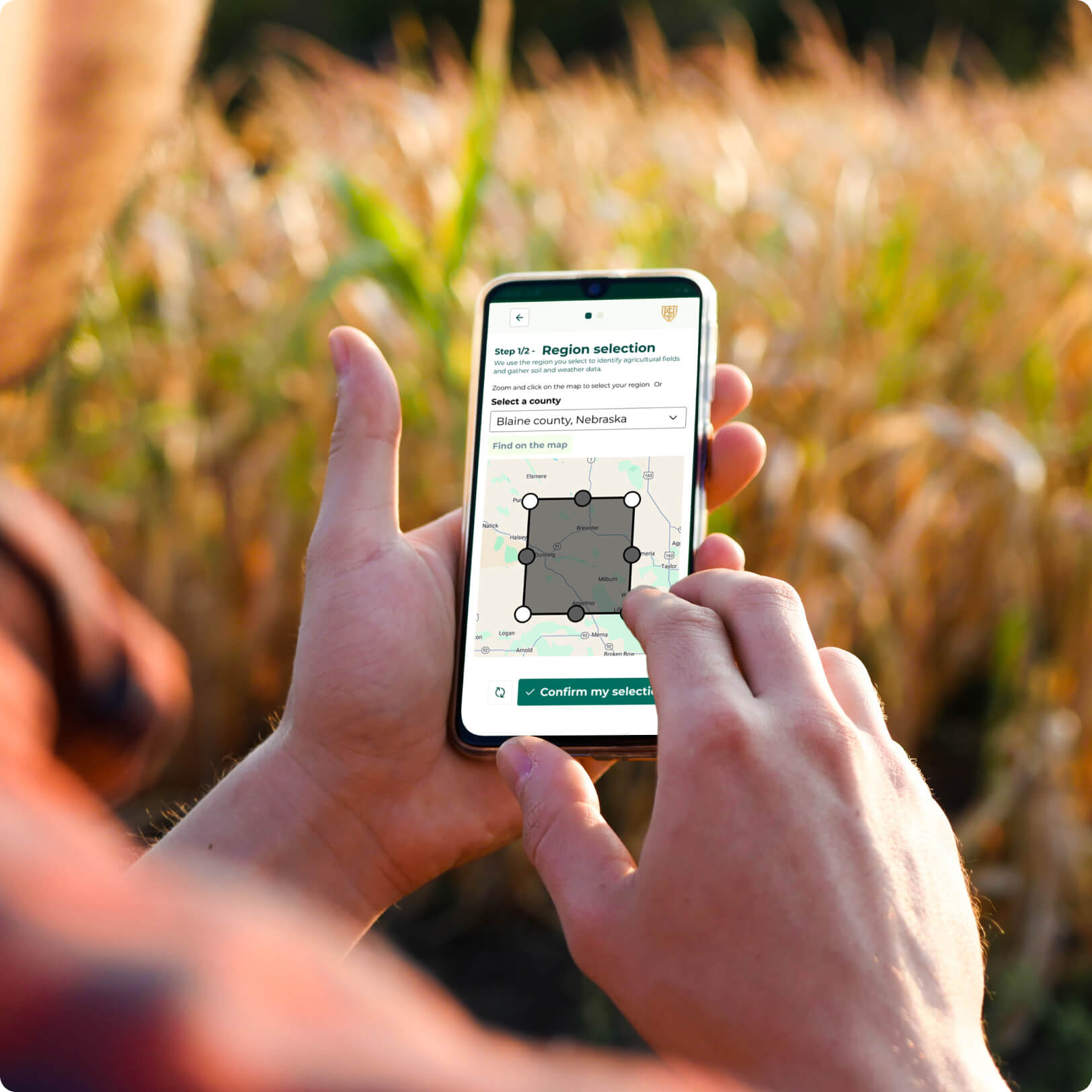 Mobile view on a cell phone of the drought resilience calculator application