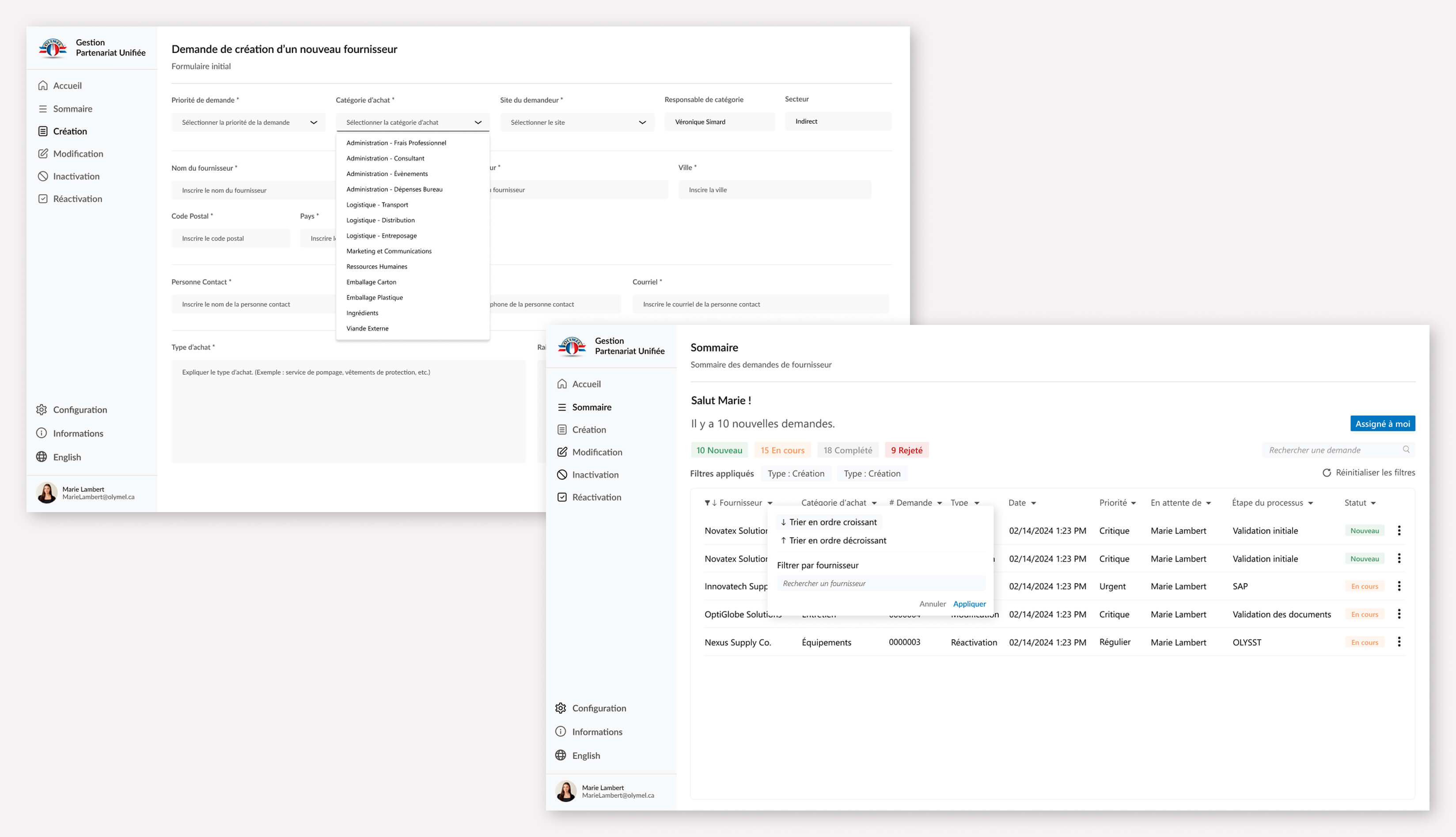 Person using her olymel dashboard to better undertand markets