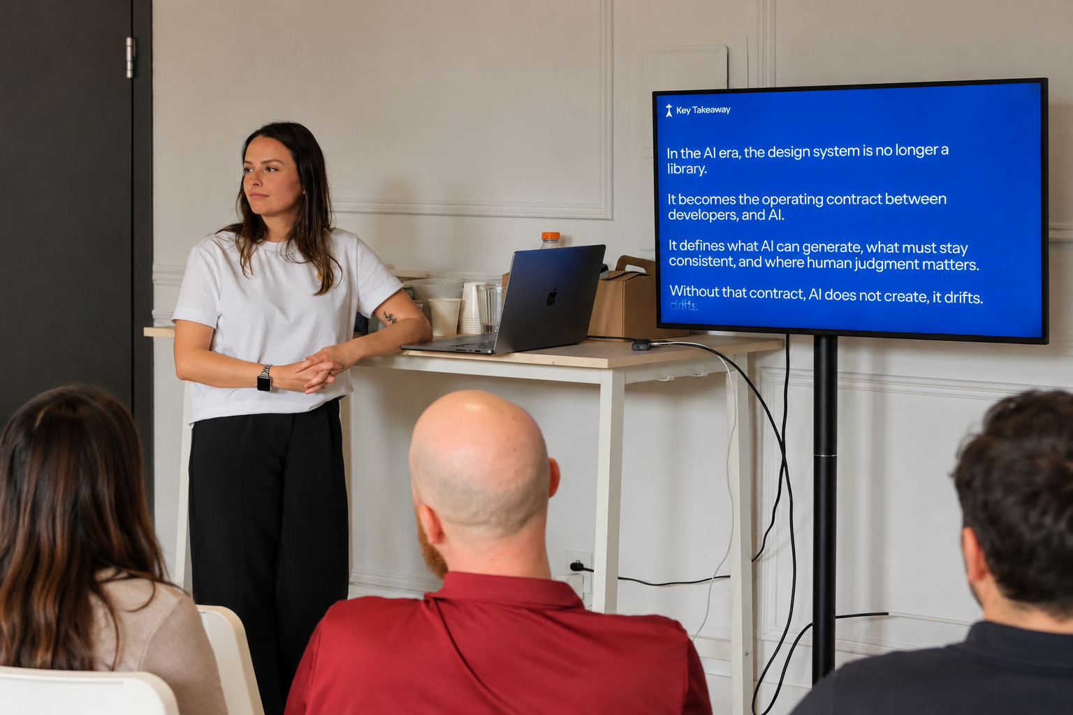 Our lead designer presenting the impact of AI on product design 