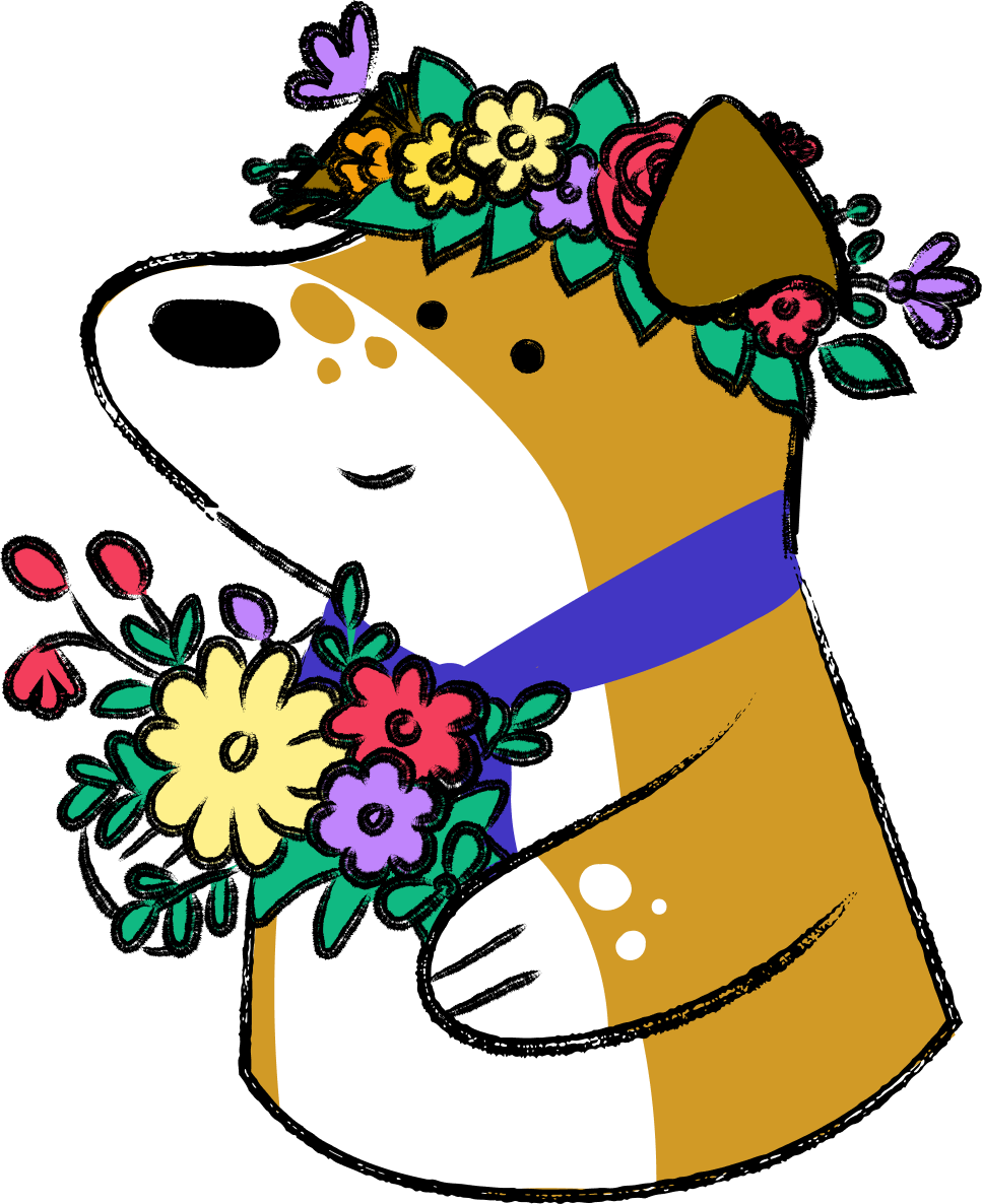 Potato holding flowers