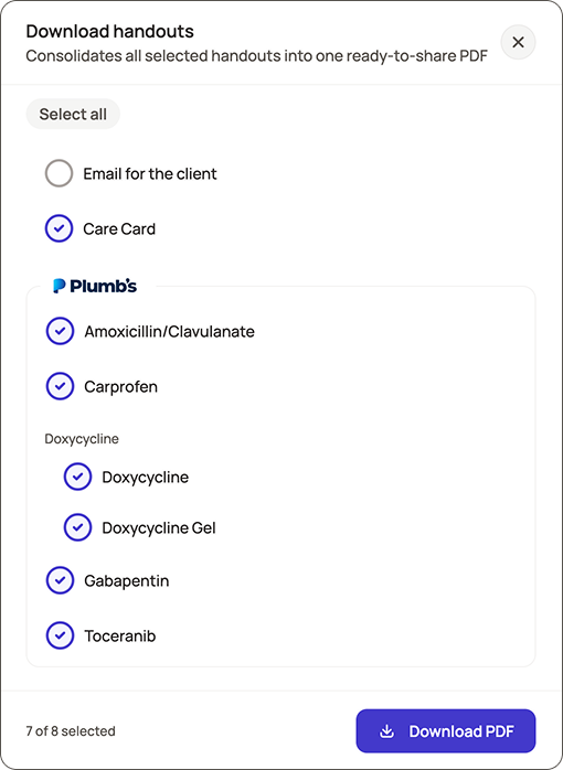 Download handouts menu