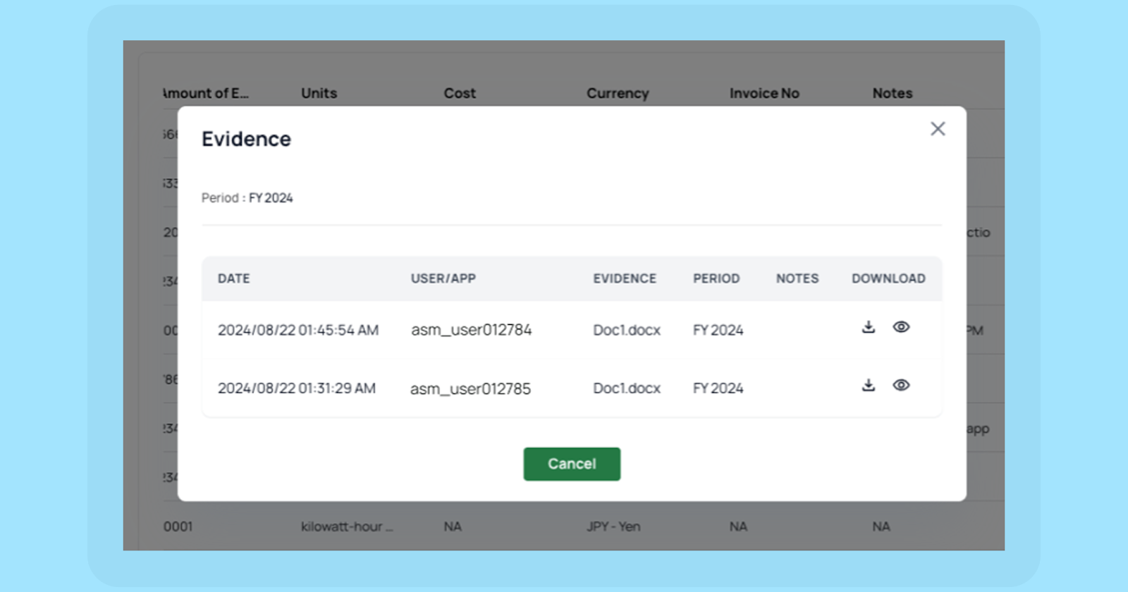 evidence file management direct from source carbon