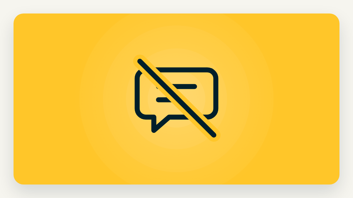 Yellow card with a crossed-out speech bubble, representing greenhushing