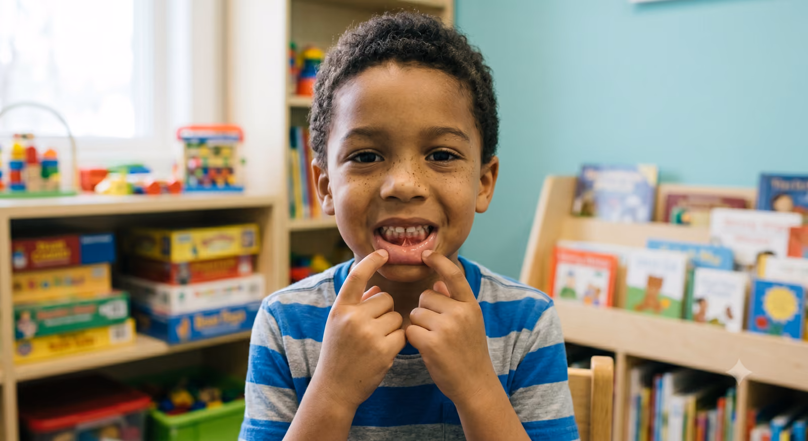 doctor screening and diagnosis mouth of tongue-tie patient , dental health problem, children show tongue and teeth