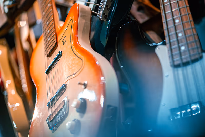 Close up of guitar sculpture at MOPOP
