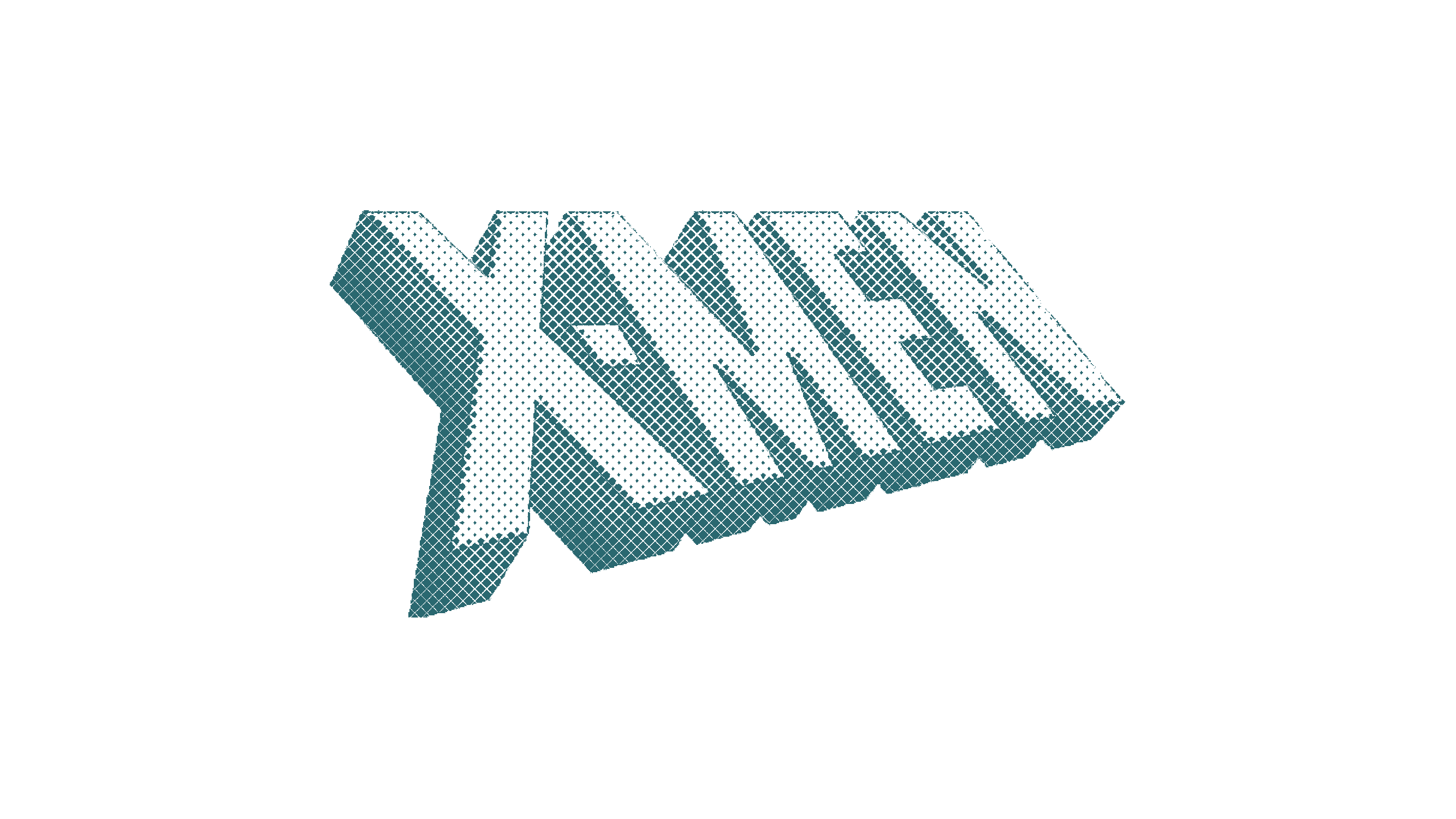 Stylized 3D text reading X-MEN with a dotted pattern on black background.