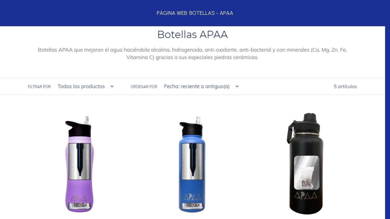 Screenshot de la página web de APAA