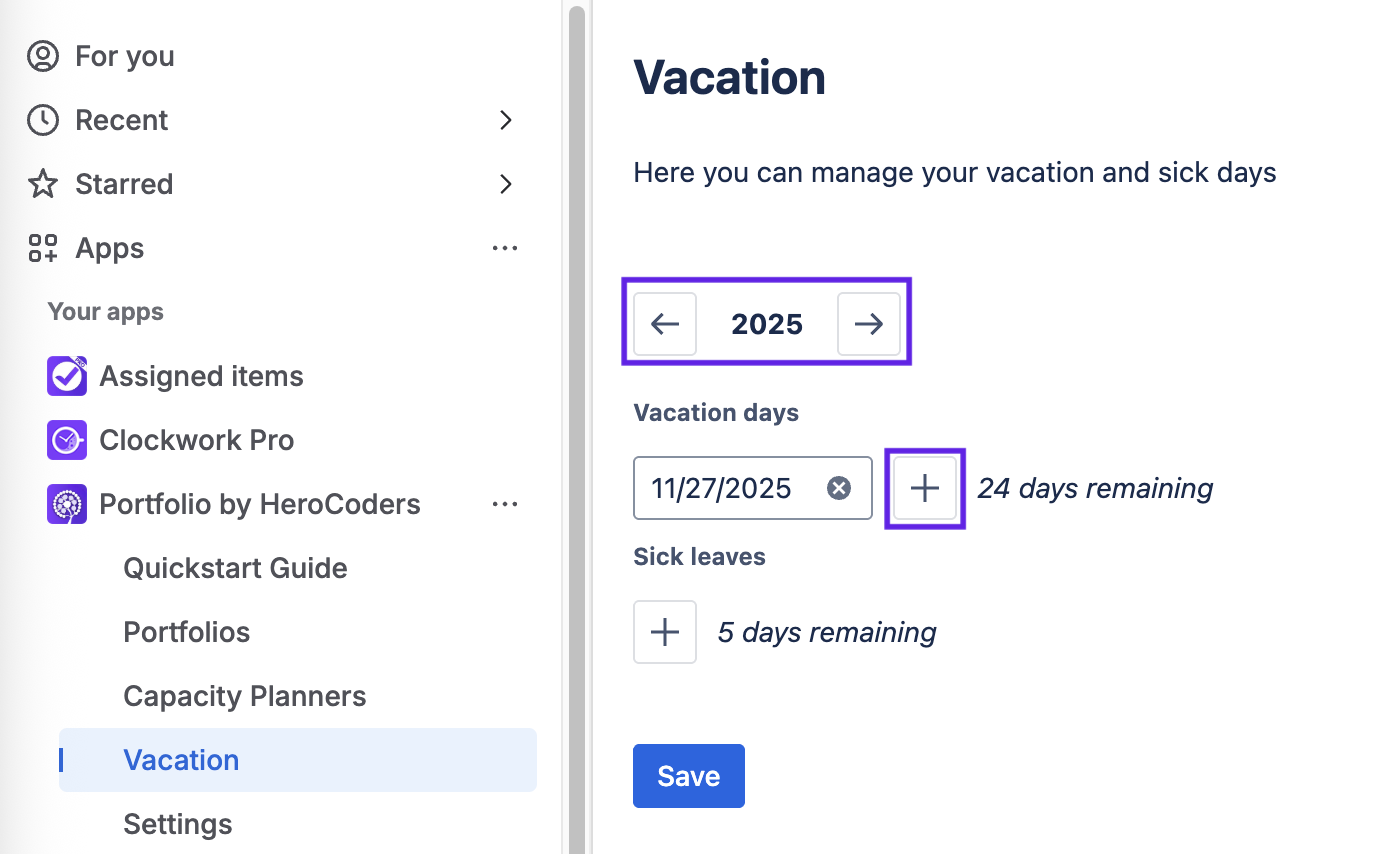 Portfolio by HeroCoders: Schedule Time Off