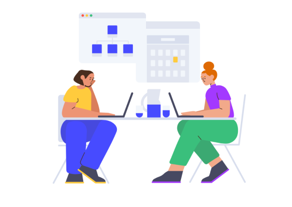 Illustration of two people working collaboratively