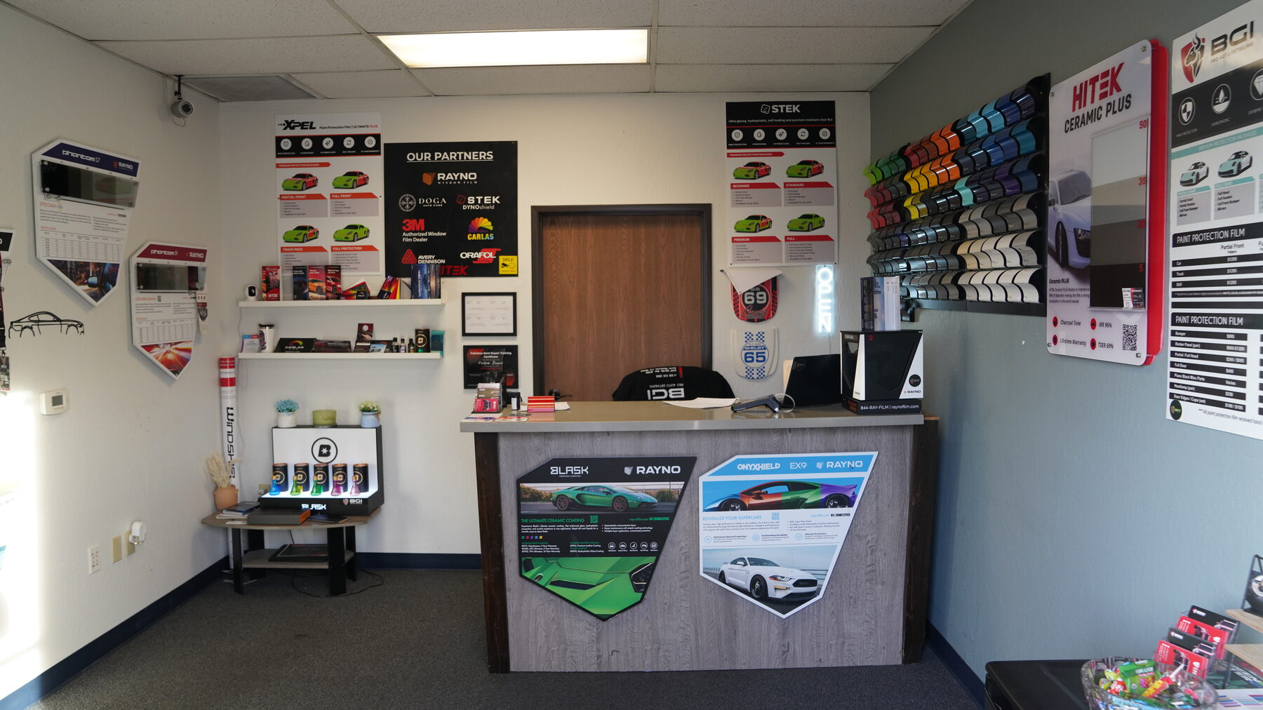 Inside the BGI Pro Auto Detailing window tint shop near Sacramento