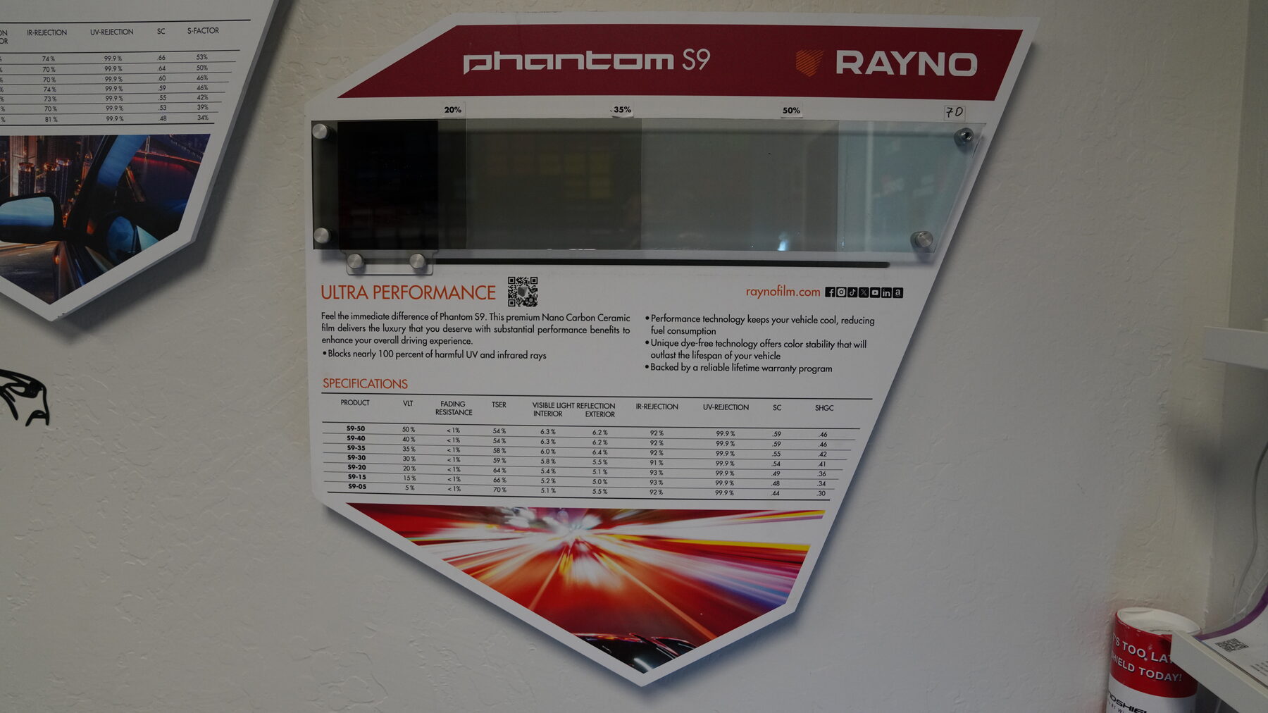 Ceramic tint heat and IR rejection specs