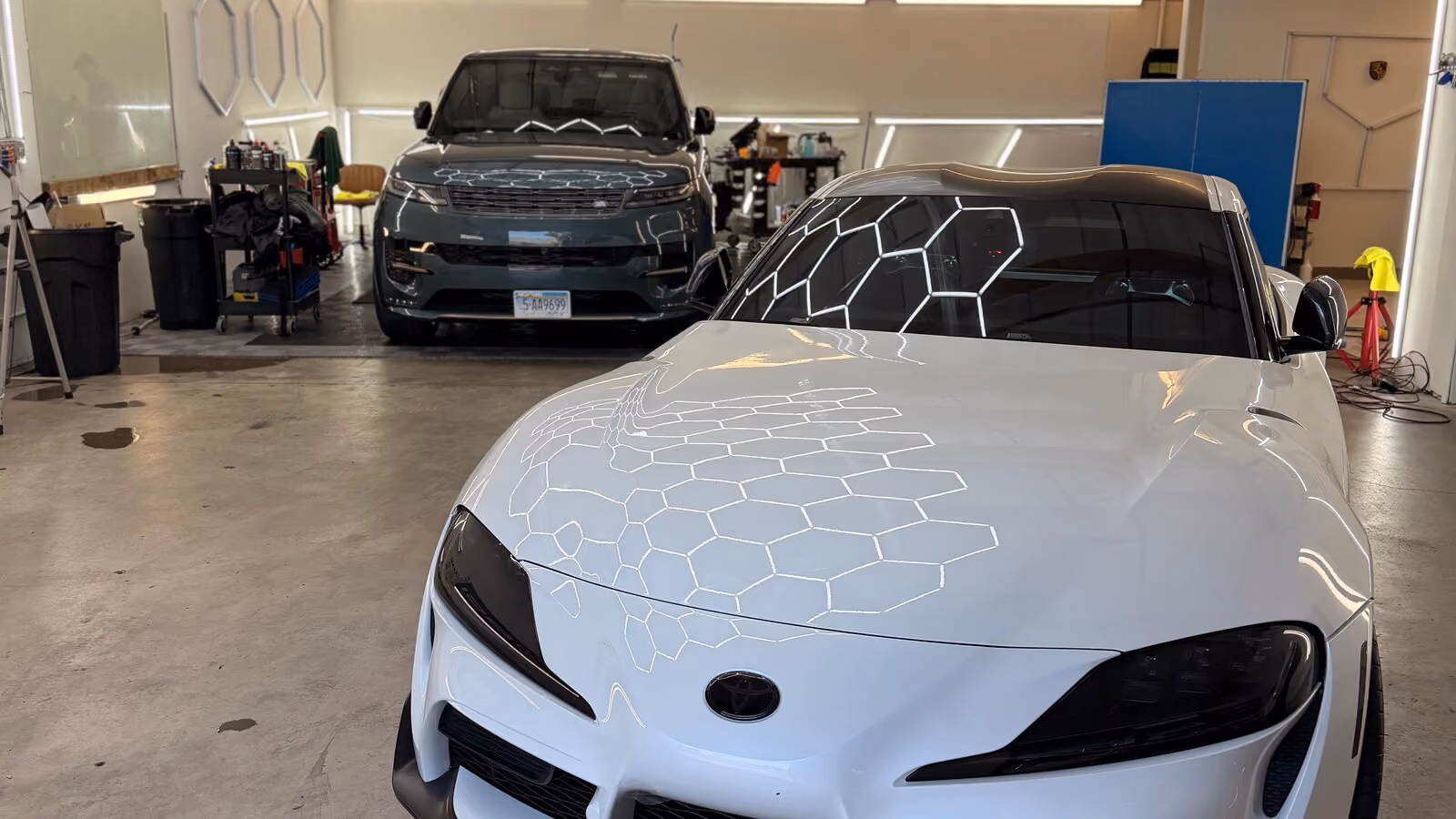 Sports car with full-front paint protection film coverage at BGI Pro Auto Detailing in Sacramento
