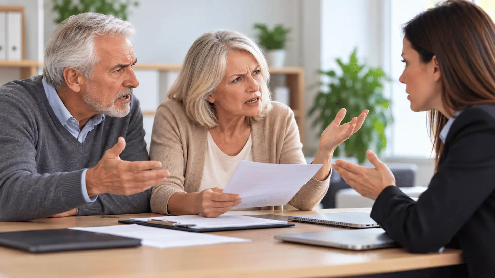 senior en litige avec un assureur