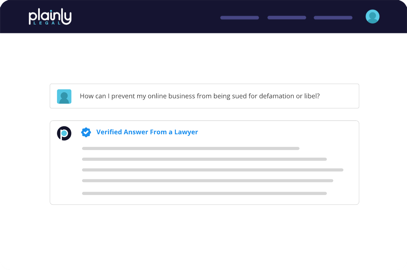 Stylized version of a screenshot of ChatLegal™, showing a user asking a question and a verified answer from the system.