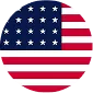 Circle-shaped image of the United States flag with stars and stripes.