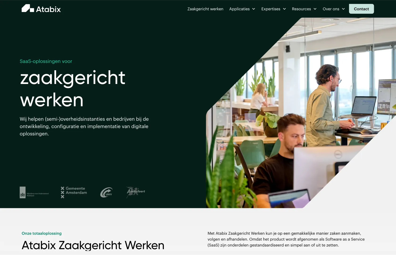 Schermafbeelding van de website