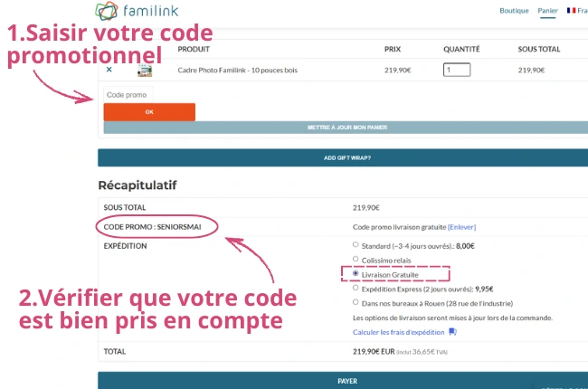 code promo familink