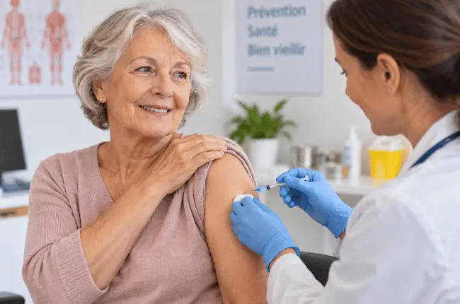 senior se faisant vacciner pour le zona