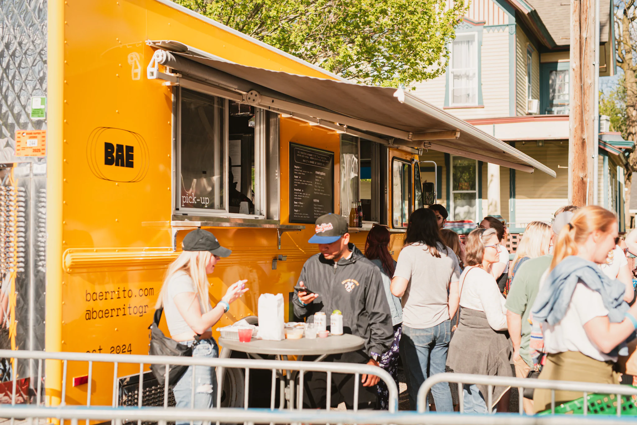 Baerrito food truck with crowd gathered around