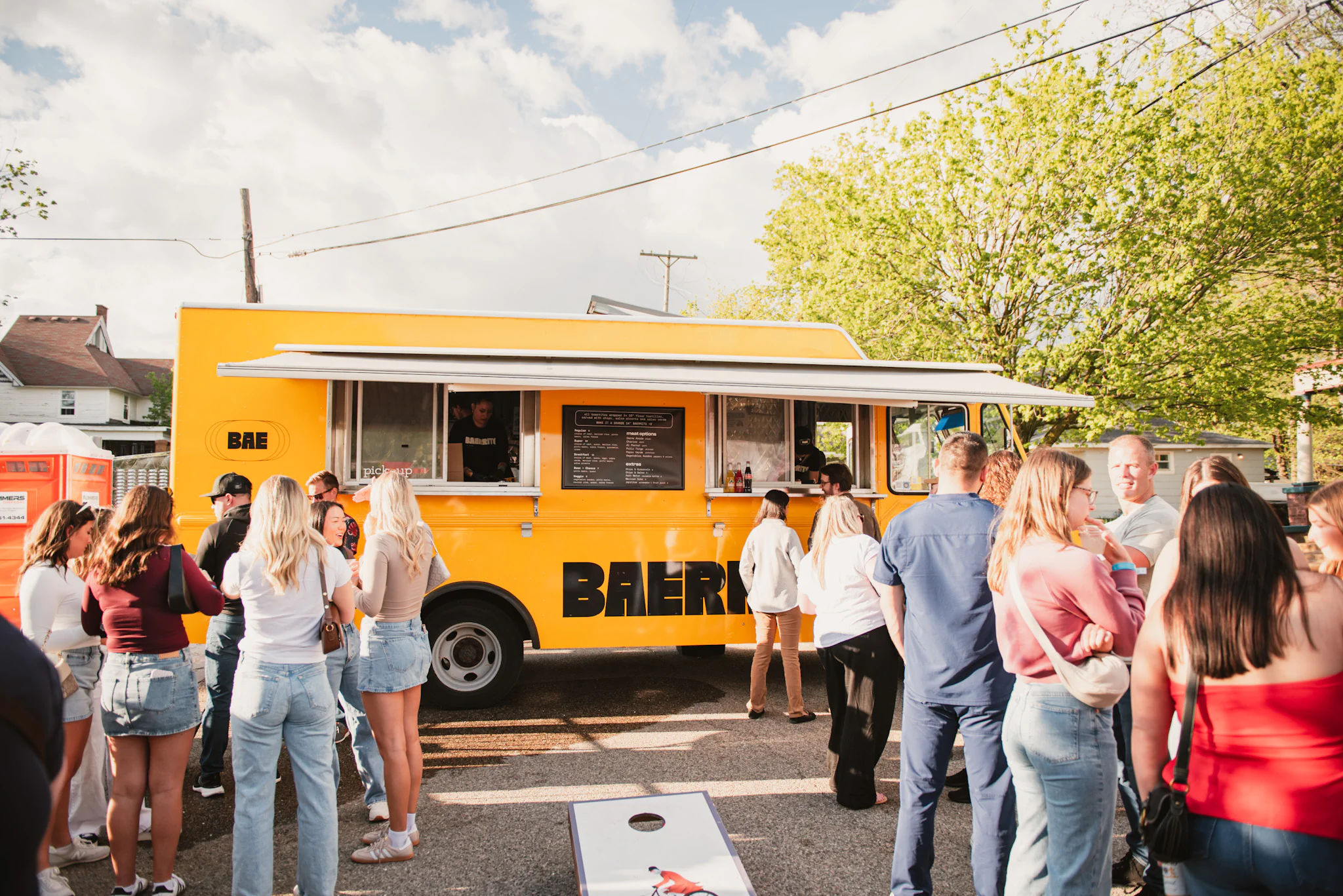 Baerrito food truck with crowd gathered around