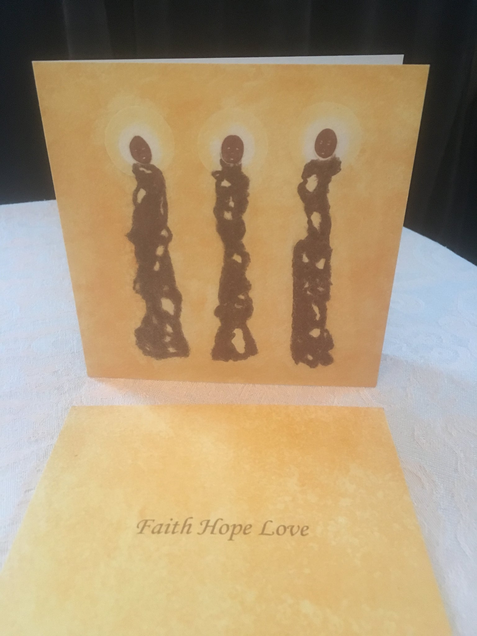 10 doble kunstkort med konvolutter - Faith Hope Love