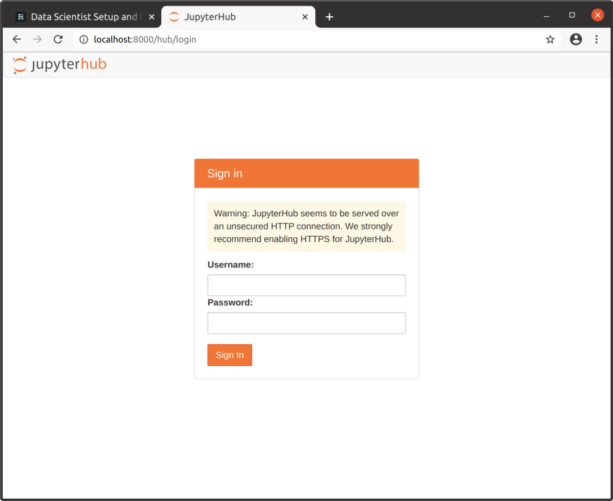 JupyterHub login page