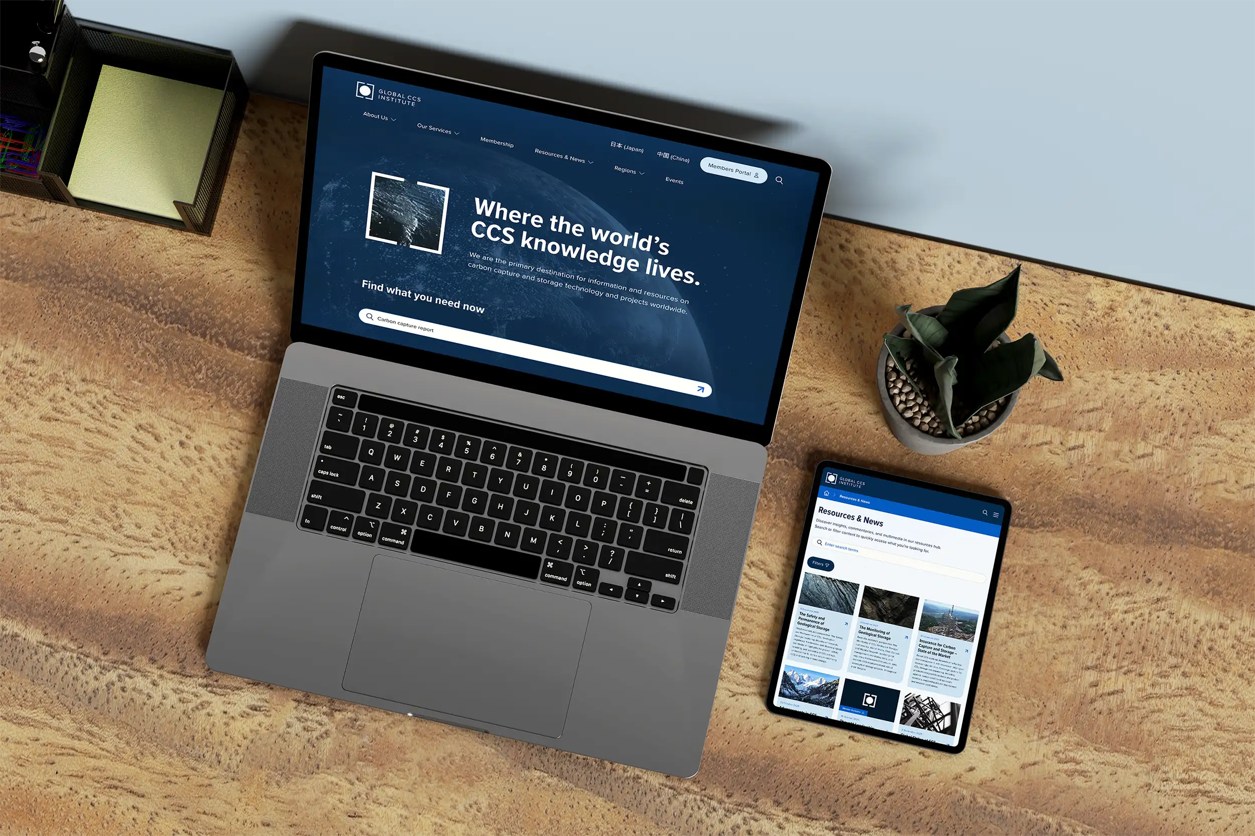 Global Carbon Capture and Storage Institute website on desktop and mobile