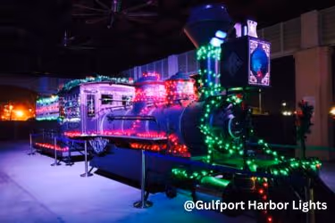 Christmas decorated locomotive