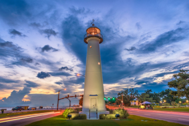 Biloxi Lighthouse at night