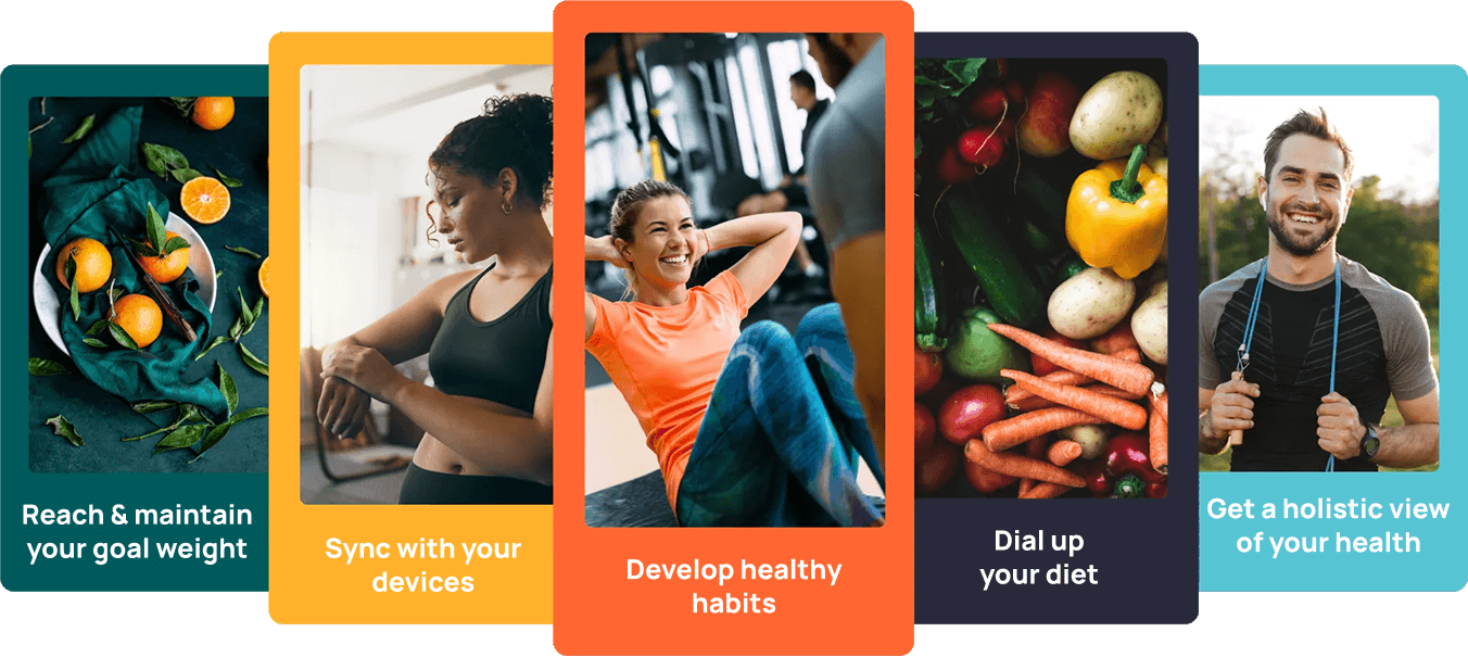 A series of four images listing the benefits of the nutrition tracker, Cronometer.