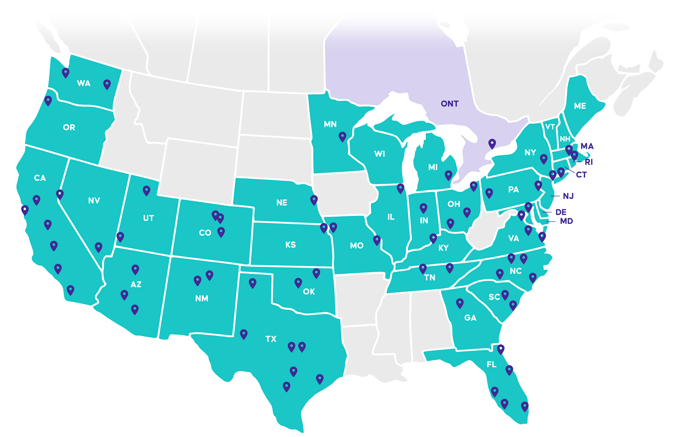 Roo areas of service map