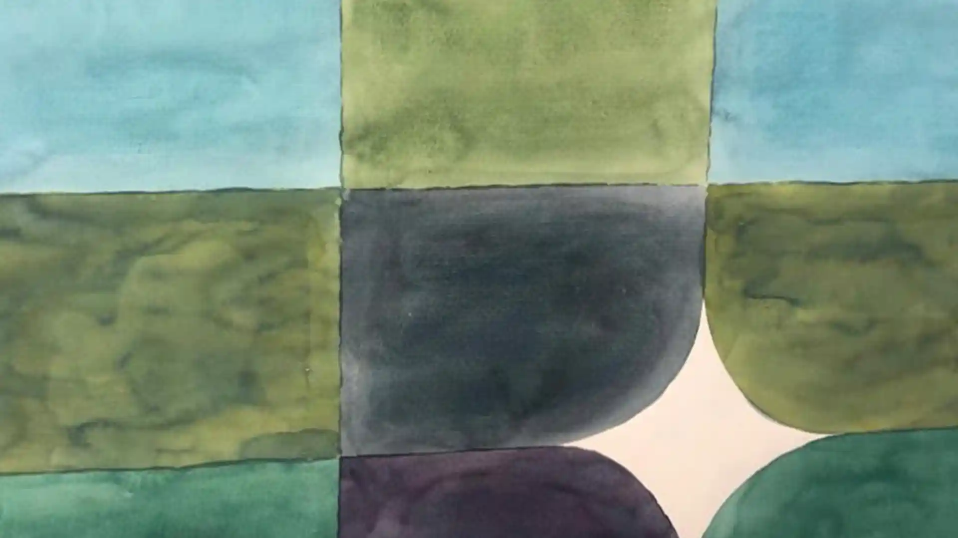 Malerei von Jon Groom in grün und blau