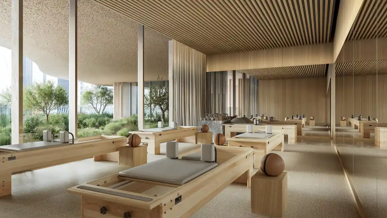 Weyday: Gebäude von Kengo Kuma in Dubai. Hier der Fitnessraum