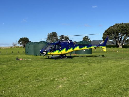 Helicopter used to transport storage water tanks for the regional park water infrastructure upgrades