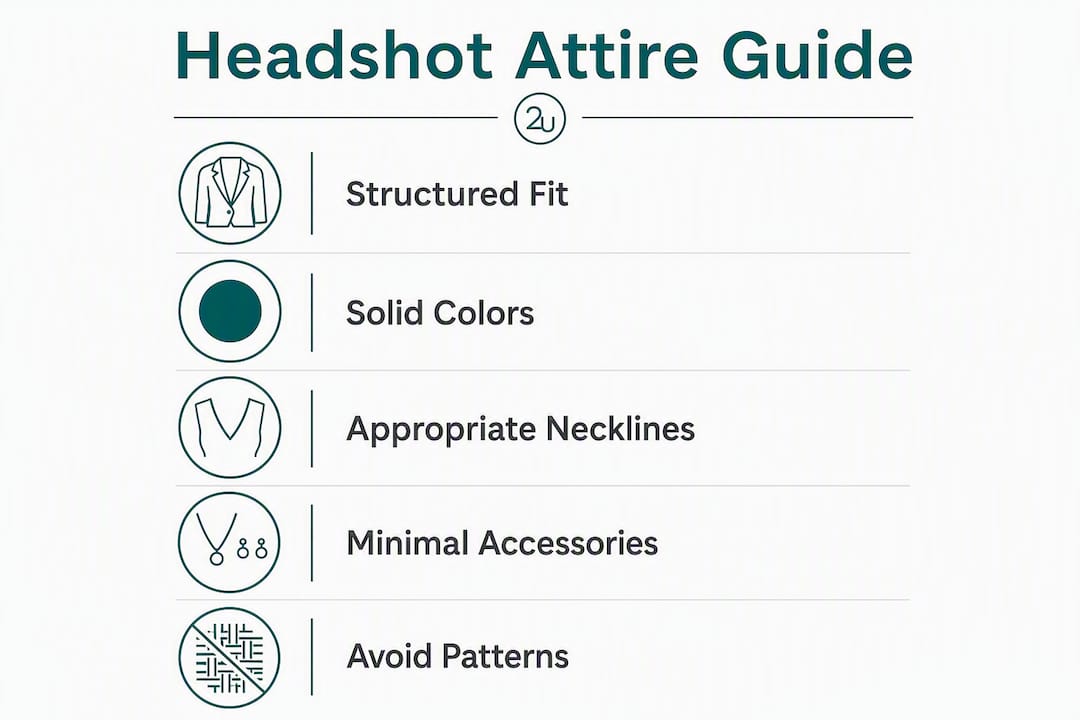 Infographic summarizing corporate headshot attire tips