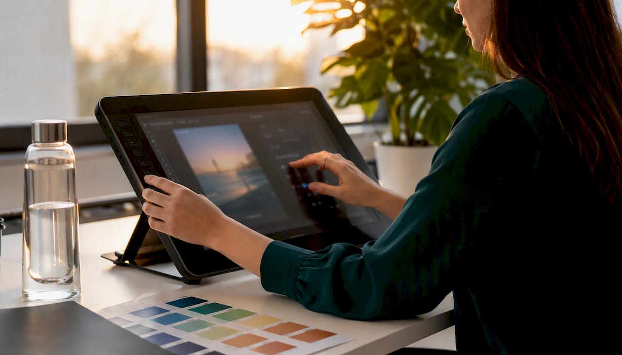 Graphic designer adjusting image export settings