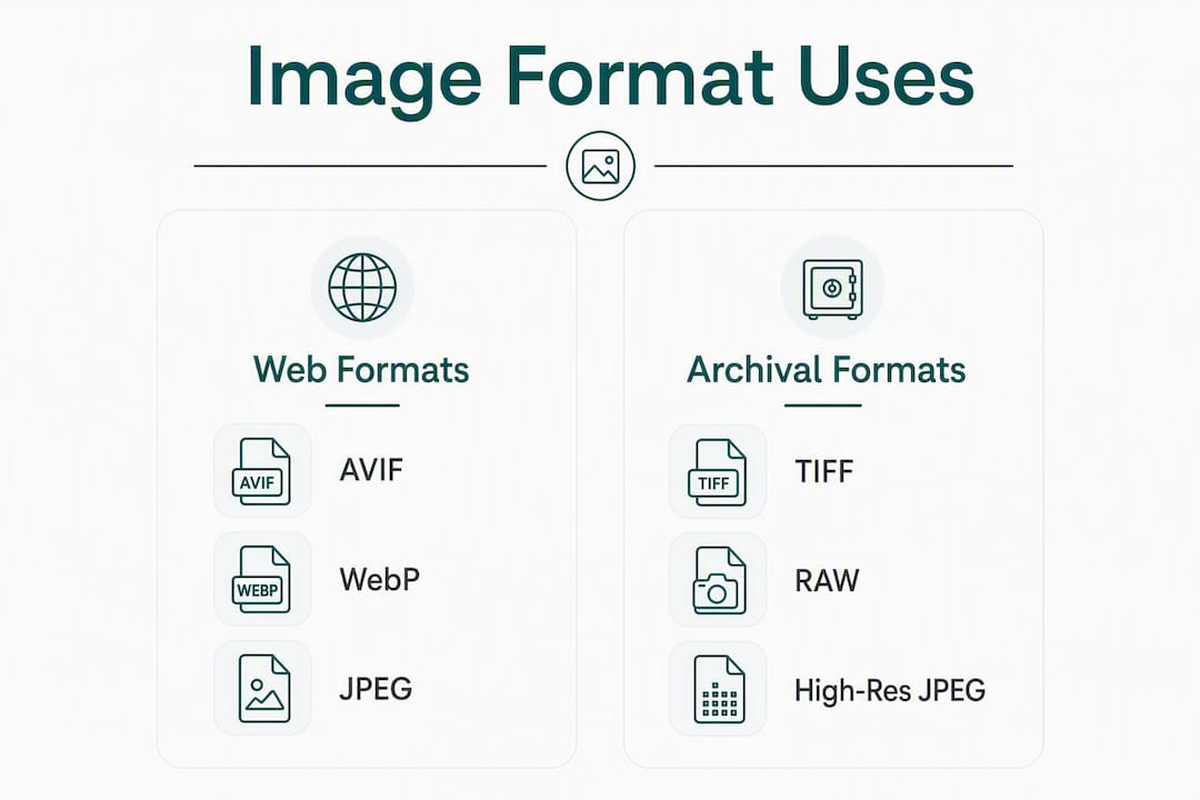 Infographic showing image format use cases categories