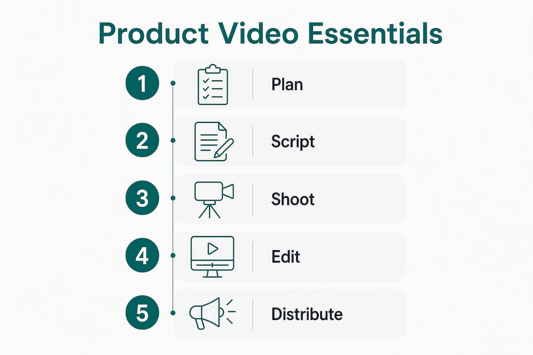 Infographic outlining key stages of tech product video creation