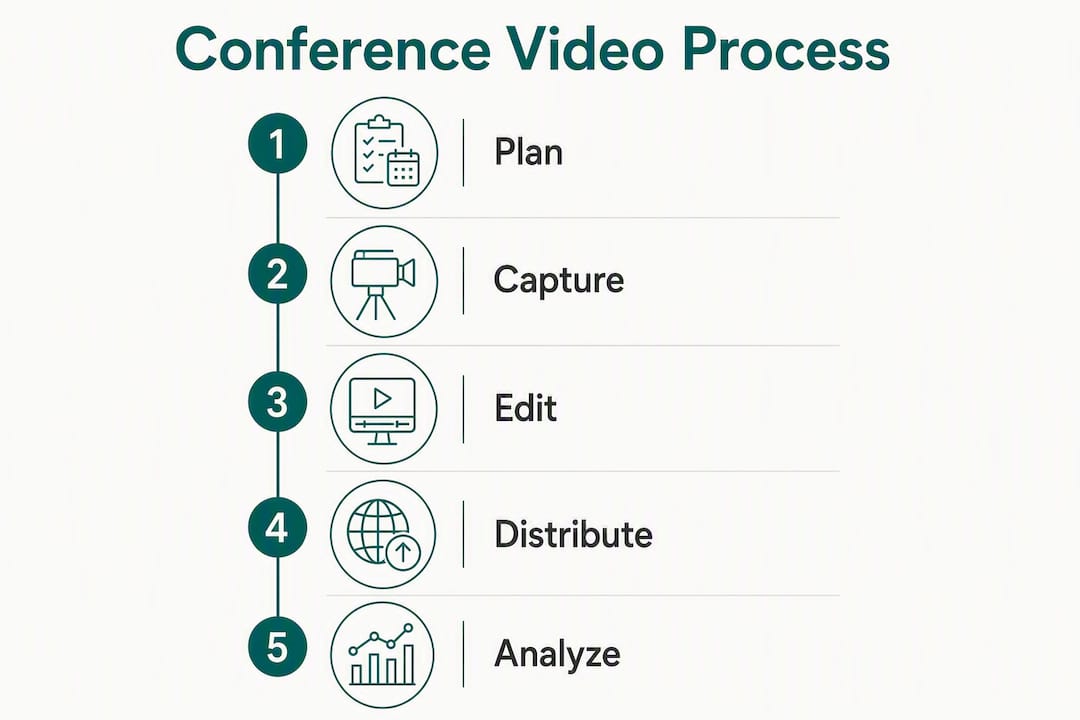 Infographic showing steps in conference video process