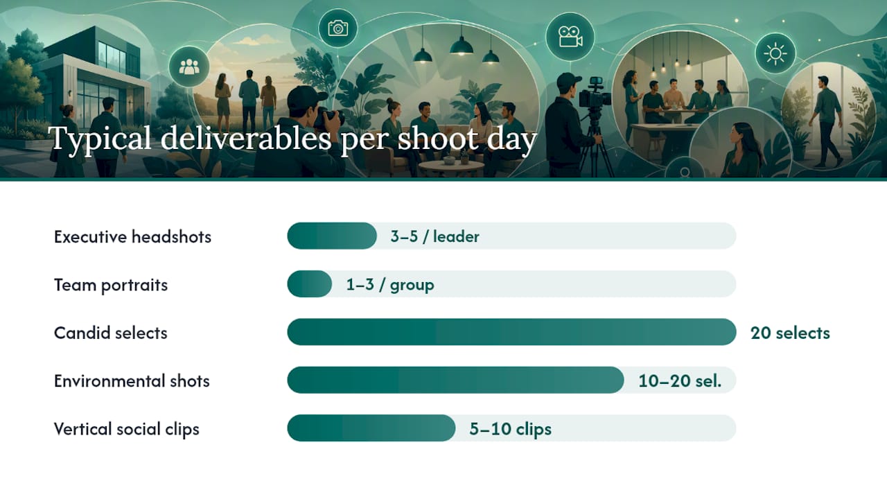 Diagram of company culture photo shoot deliverables