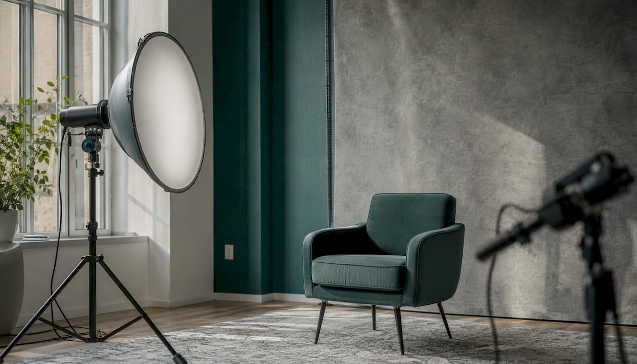 Studio lighting setup for executive headshot
