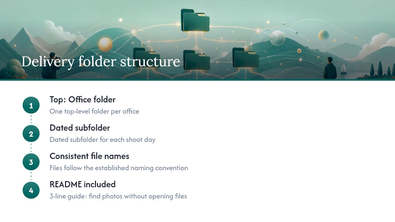 Studio2U's Perspective on Delivering Organized Files to Clients — overview diagram