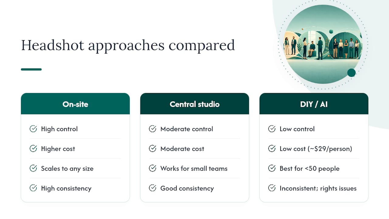 Comparison infographic of headshot planning approaches