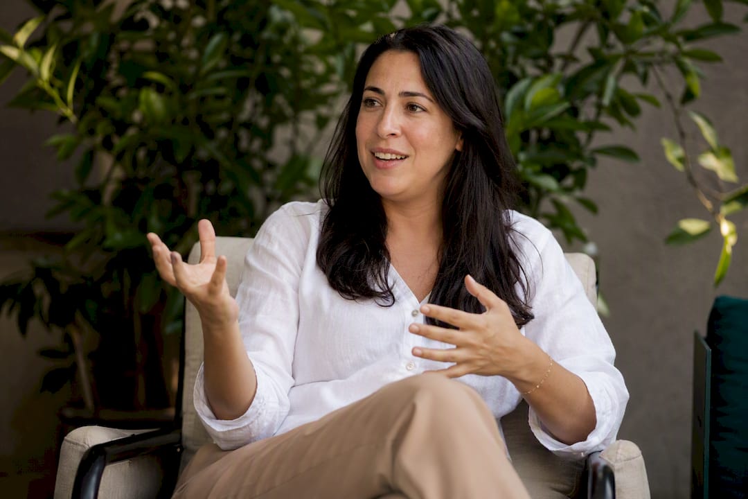 Founder telling story during brand video shoot