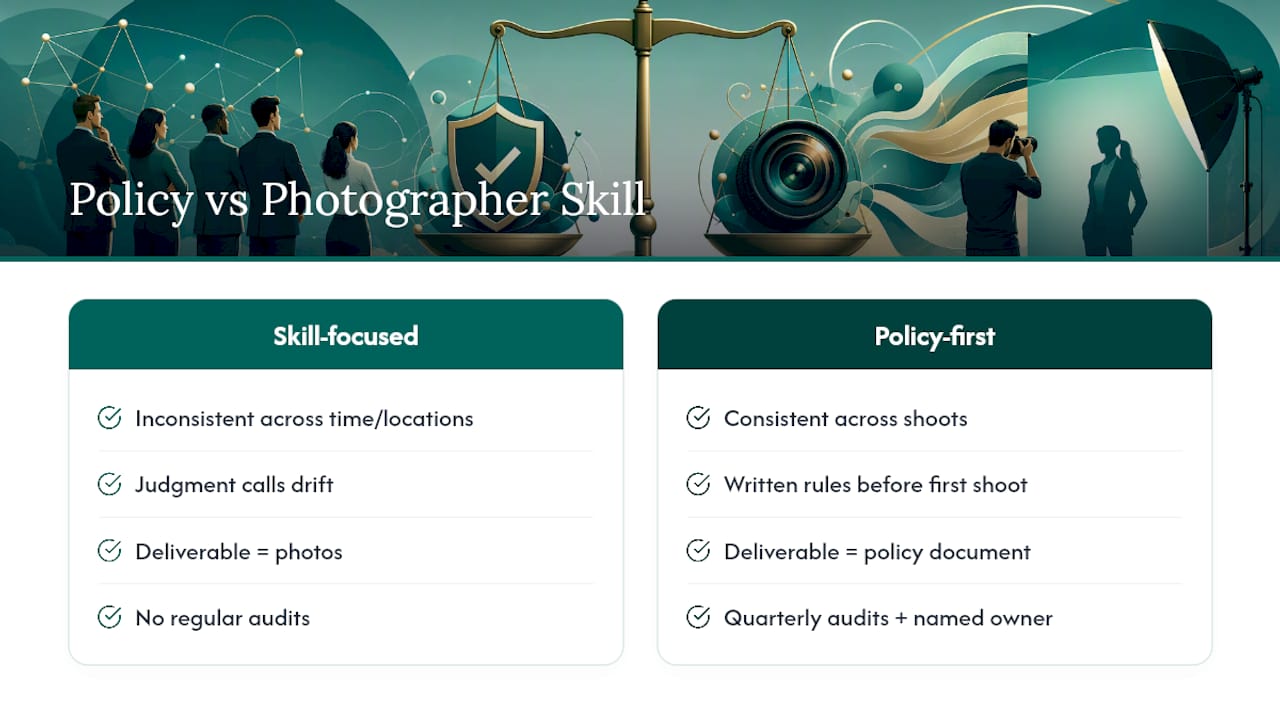 Why Policy Beats Photography Skill Here — overview diagram