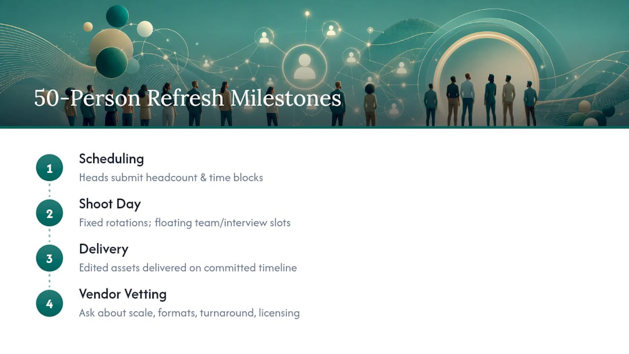 Three milestones in an annual photo refresh