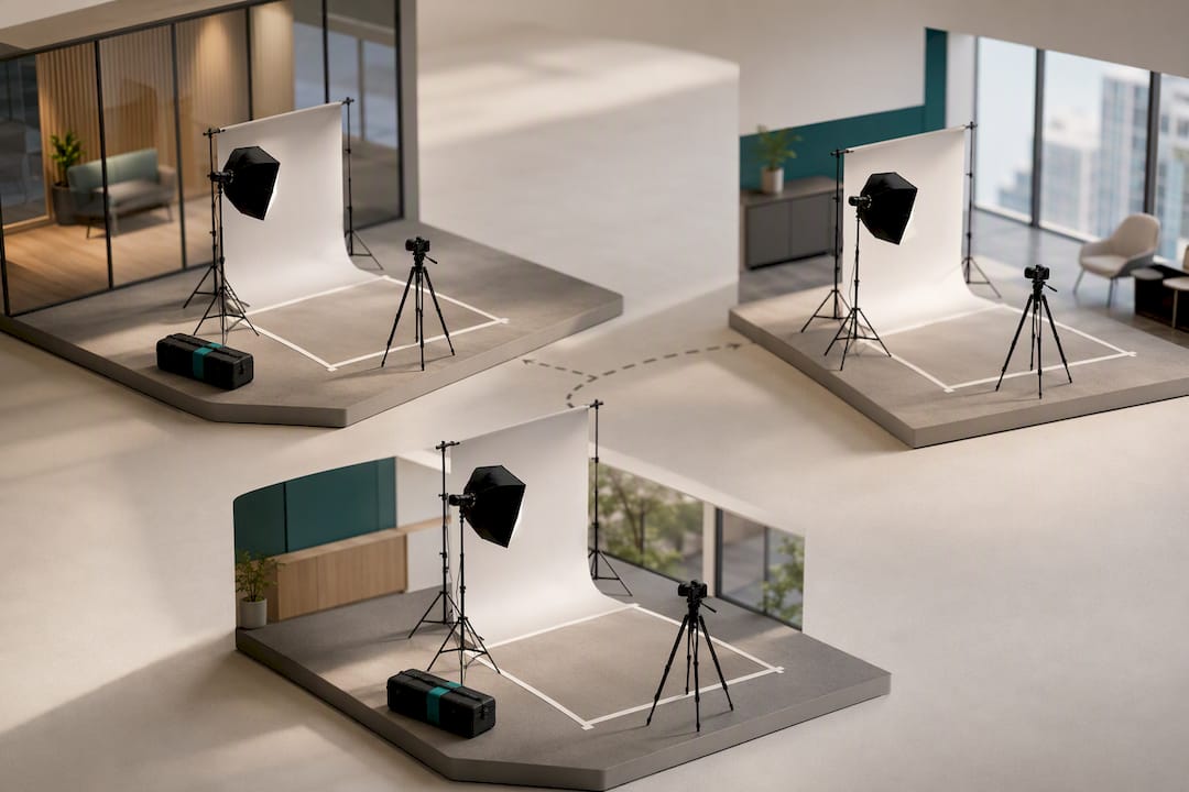 Portable studio repeated across office locations