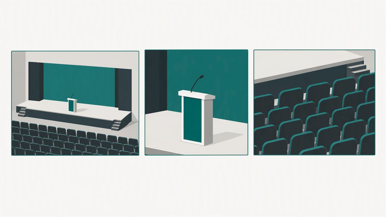 Three framing options for keynote video coverage