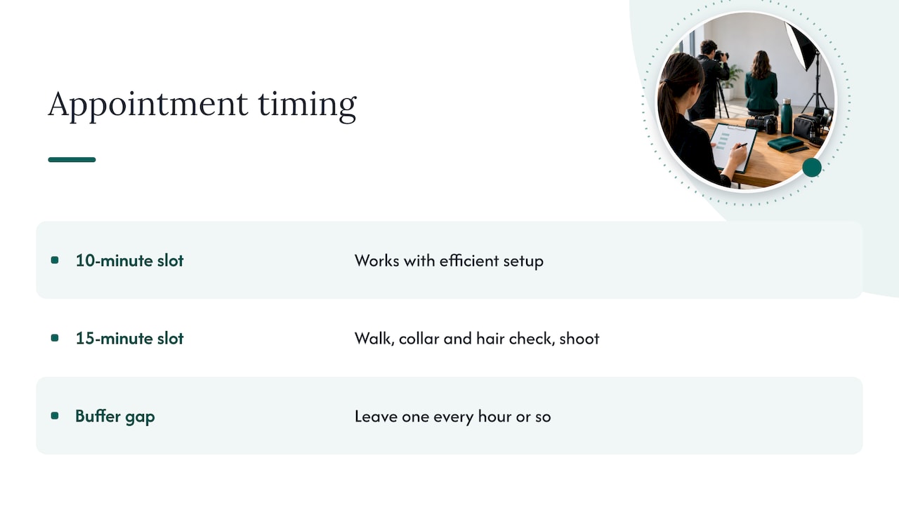 Headshot slot timing with hourly buffer