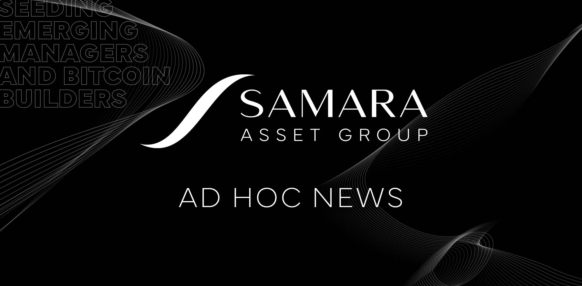 Samara Asset Group's Ad Hoc news image, White logo on black background.